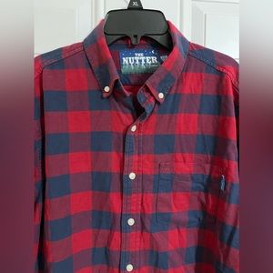 Chubbies The Nutter Dakota Shirt Button Up Red Buffalo Plaid Stretch Mens Medium
